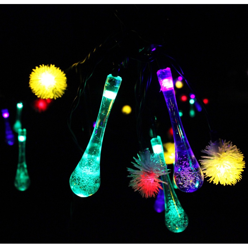 19.7 ft LED Snowflake/Icicle Shape Multicolor Solar String Lights