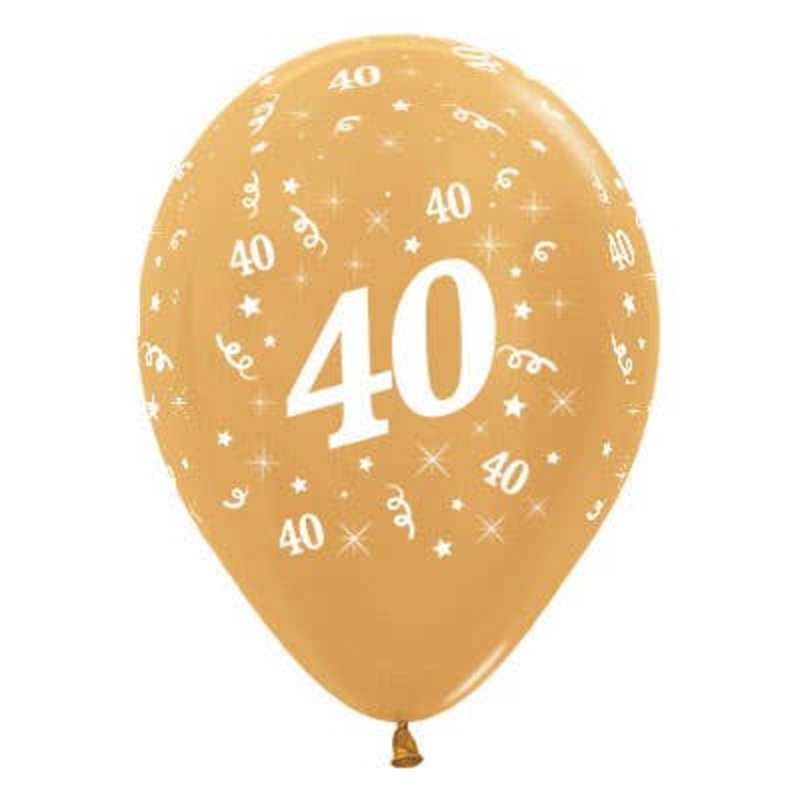 40th Birthday Metallic Gold 25 Pack 30cm Latex Balloons