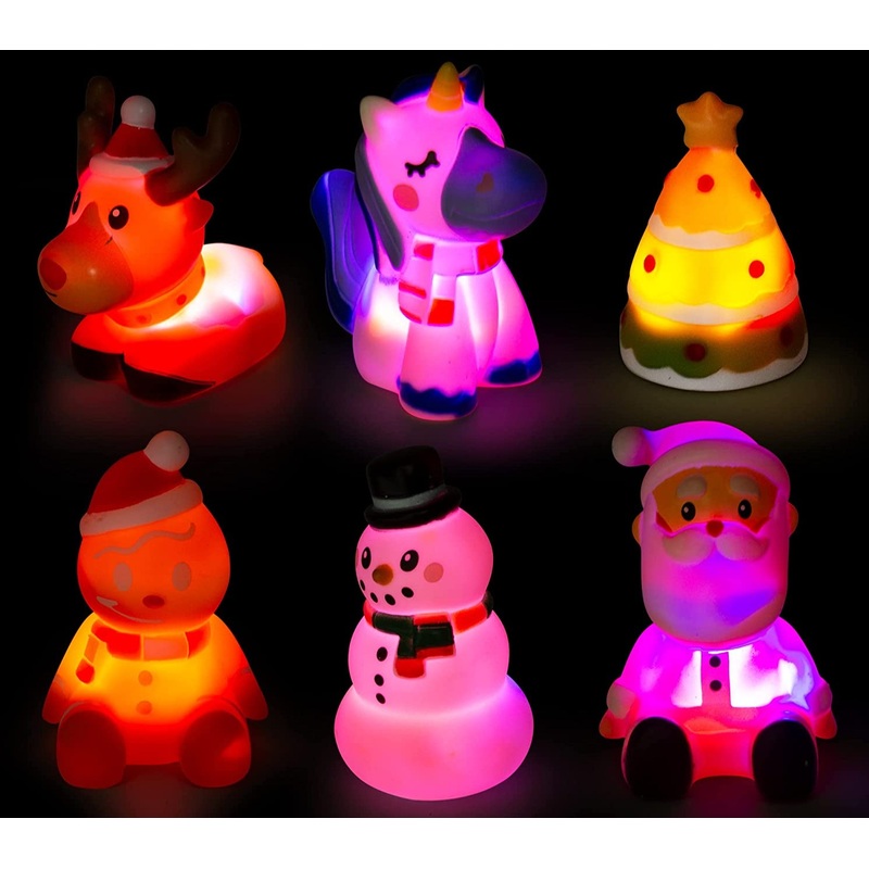 6Pcs Christmas LED Light-UP Bath Toy Set