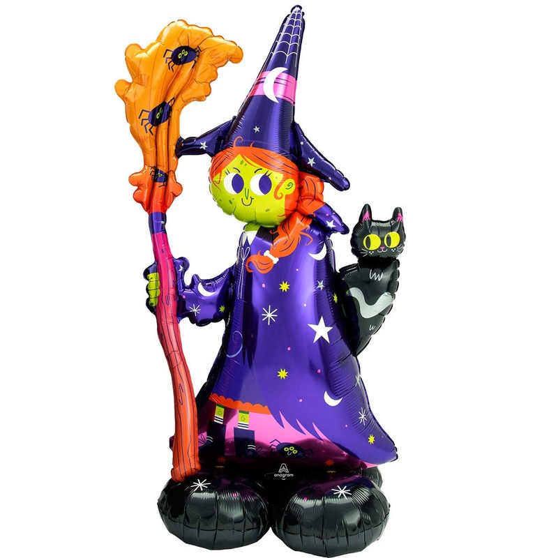 Airloonz Friendly Purple Witch Air-Filled 139cm Standing Foil Balloon