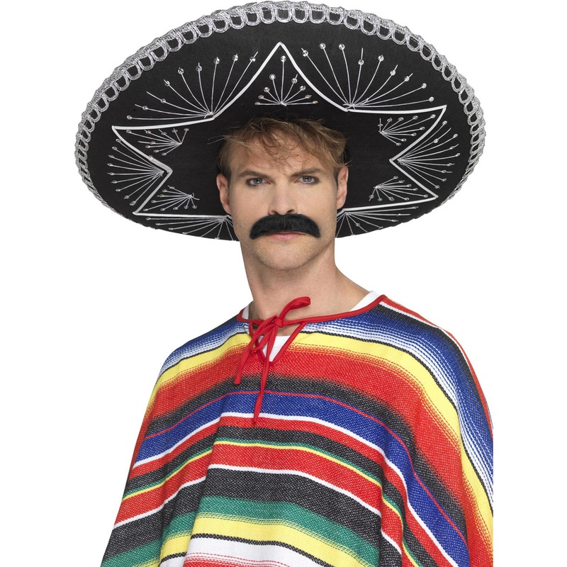 Authentic Black Detailed Sombrero Costume Hat