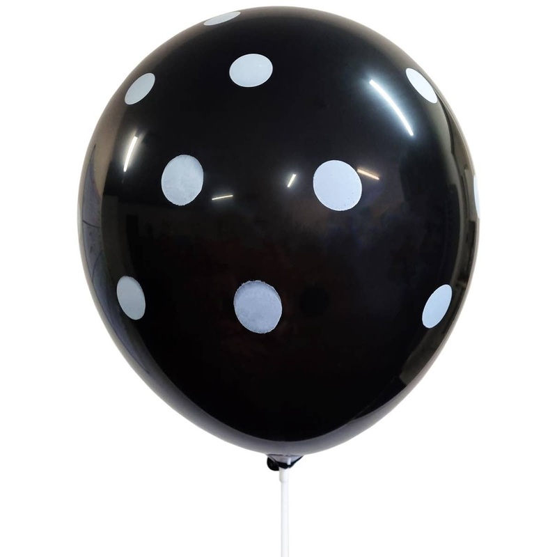 Black and White Polka Dot Print 10 Pack 30cm Latex Balloons