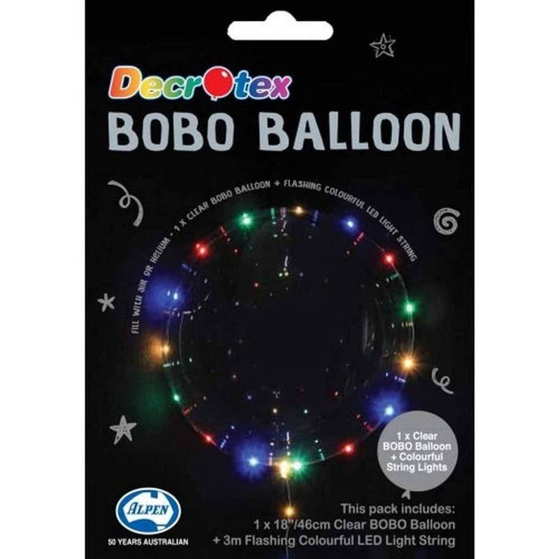 Clear 45cm Round Bobo Balloon With Rainbow LED Lights