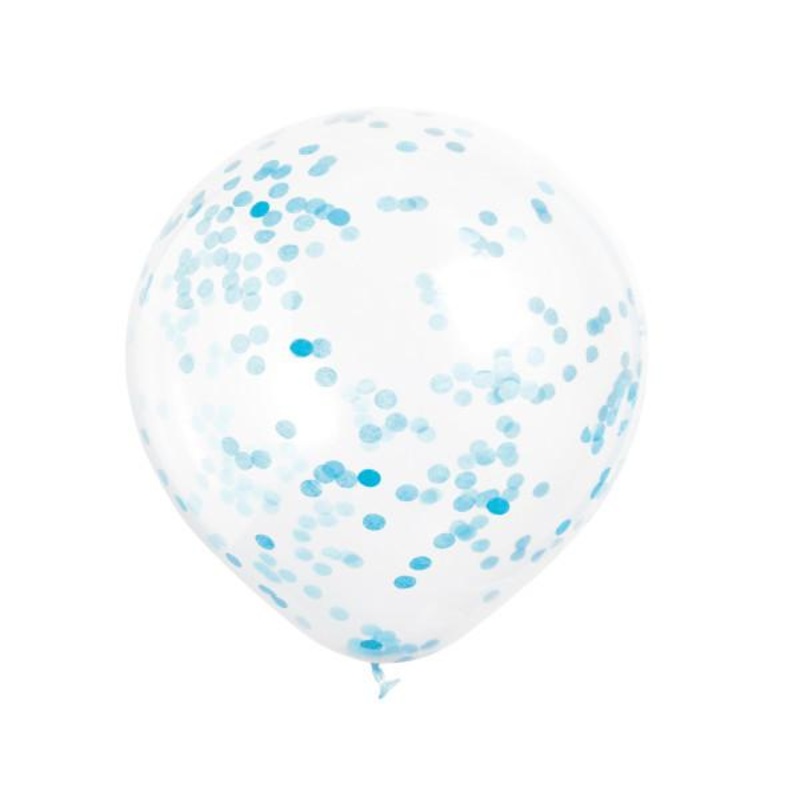 Clear Latex Prefilled Balloons with Powder Blue Confetti 12 (6)