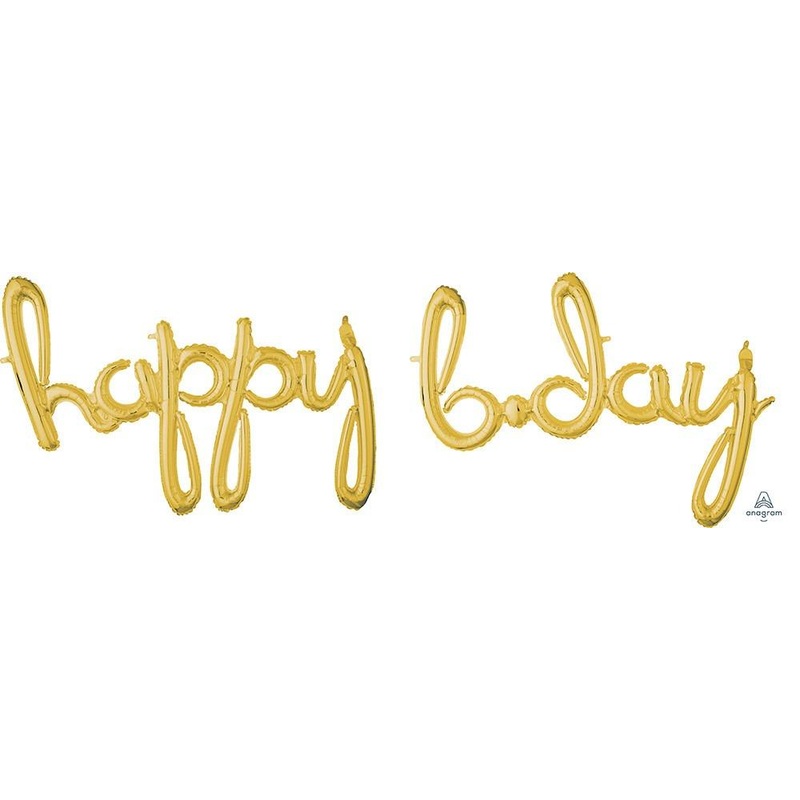 Gold Happy Bday Birthday Air-filled Balloon