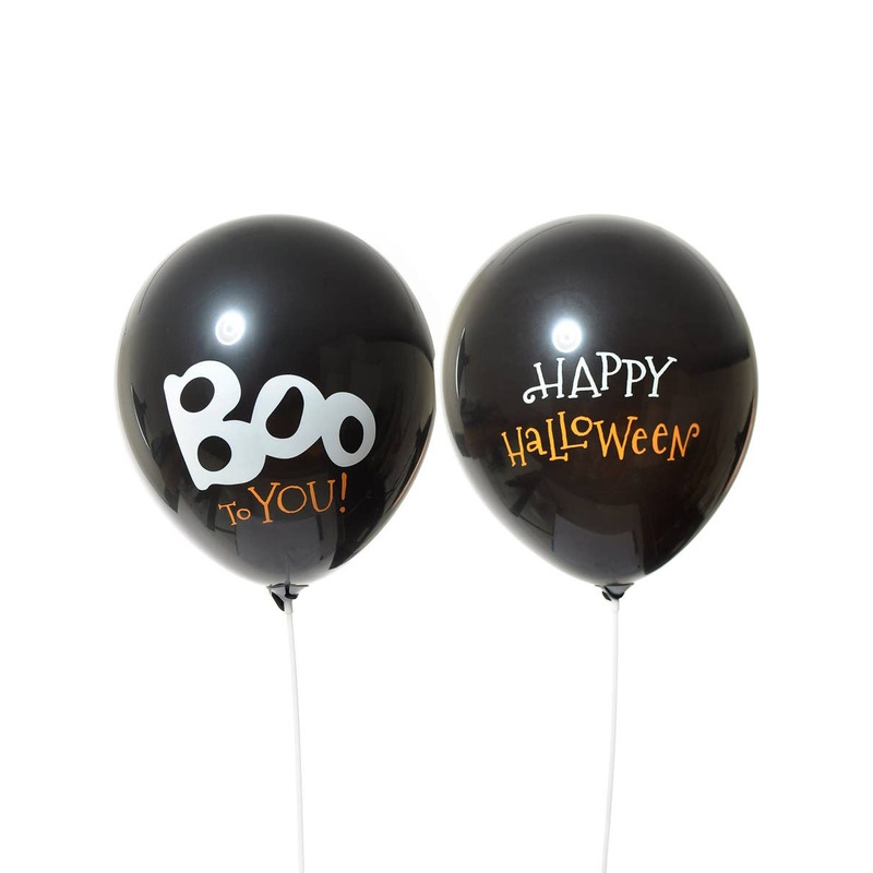 Happy Halloween and Boo Print Black 8 Pack 30cm Latex Balloons
