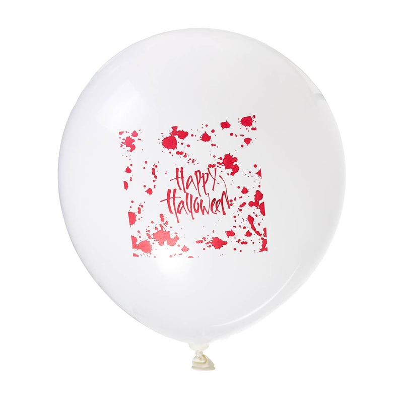 Happy Halloween Print Blood Splatter White 8 Pack 30cm Latex Balloons