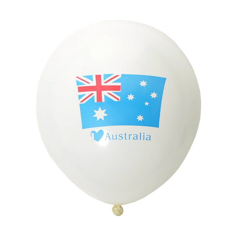 I Love Australia Print White 8 Pack 30cm Latex Balloons