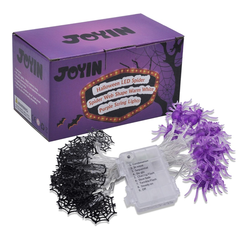 LED Spider Web/Spider Shape Warm White/Purple String