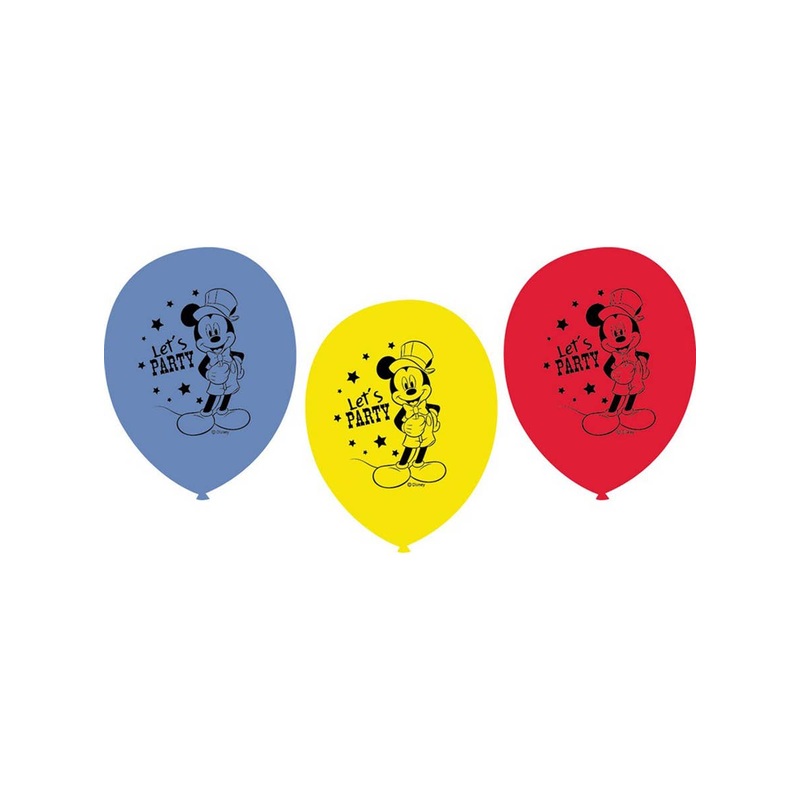 Mickey Mouse Print 6 Pack 30cm Latex Balloons