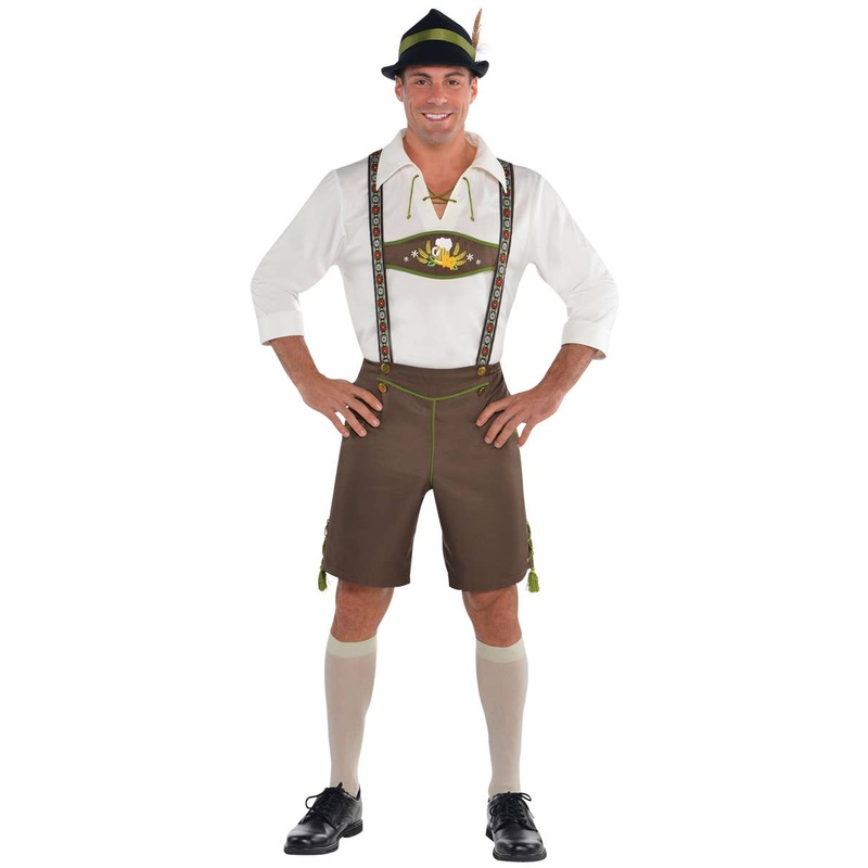 Mr Oktoberfest Mens Plus Size Brown Lederhosen Costume