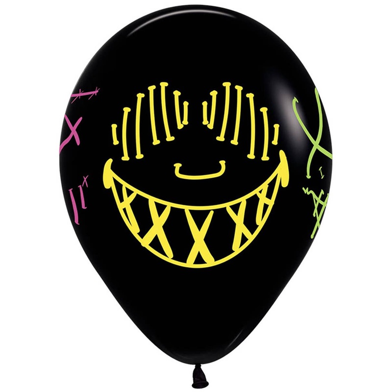 Neon Masks 12 Pack 30cm Latex Halloween Balloons