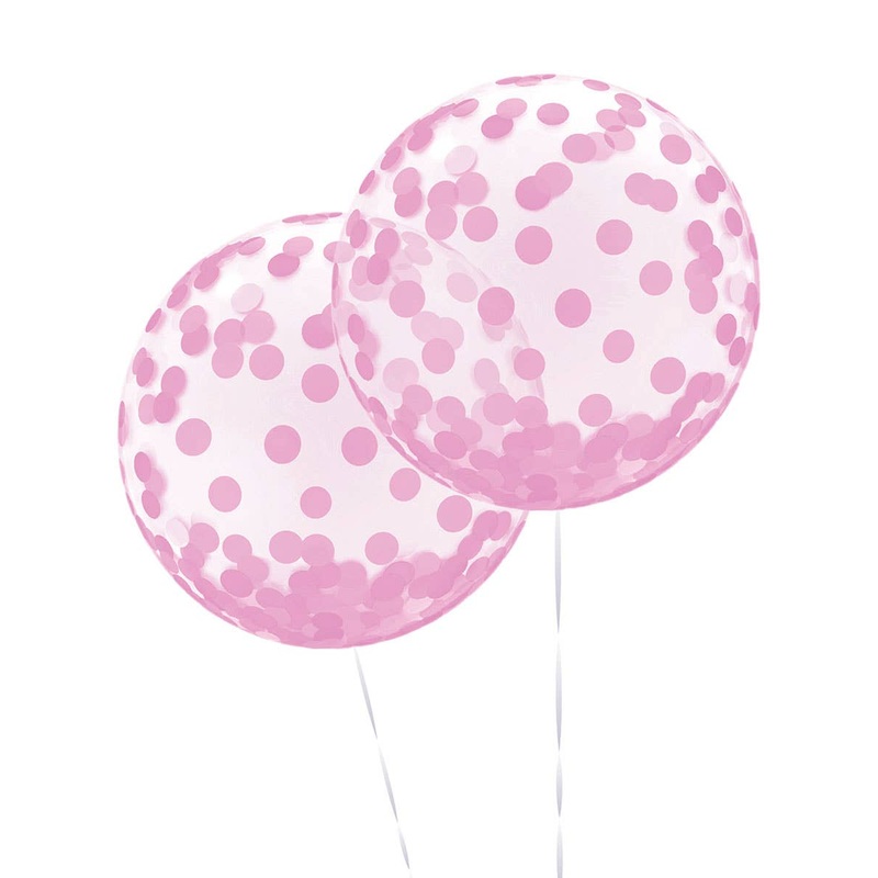 Pink Confetti Print 2 Pack 45cm Orb Balloons