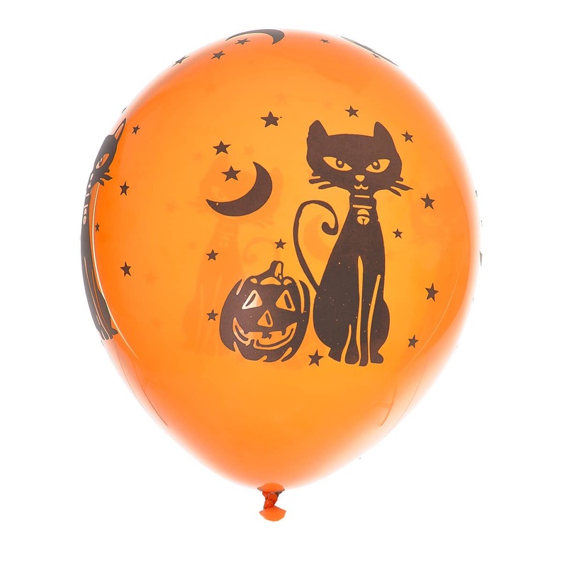 Pumpkin and Cat Orange 10 Pack 30cm Latex Balloons