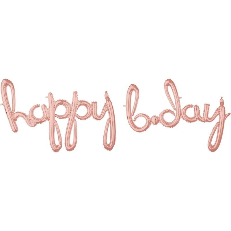 Rose Gold Happy Bday Birthday Air-filled Balloon