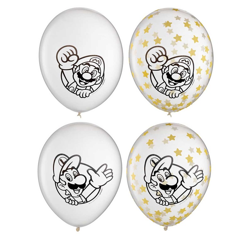 Super Mario Brothers 6 Pack 30cm Latex Confetti Balloons