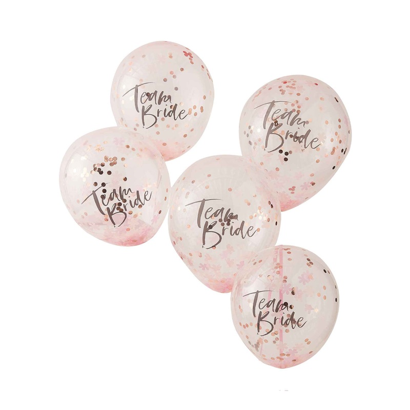 Team Bride 30cm Confetti Filled Latex Balloons 5 Pack