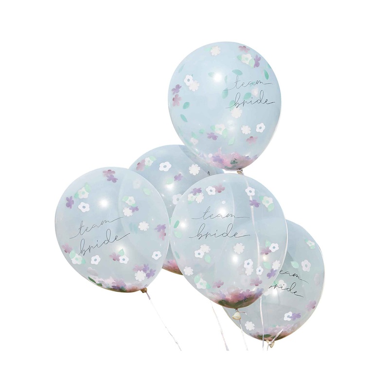 Team Bride Floral Boho 30cm Latex Balloons 5 Pack