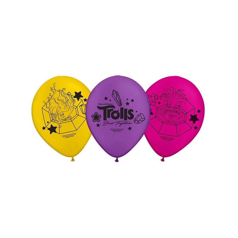 Trolls 3 Band Together 6 Pack Printed 30cm Latex Balloons