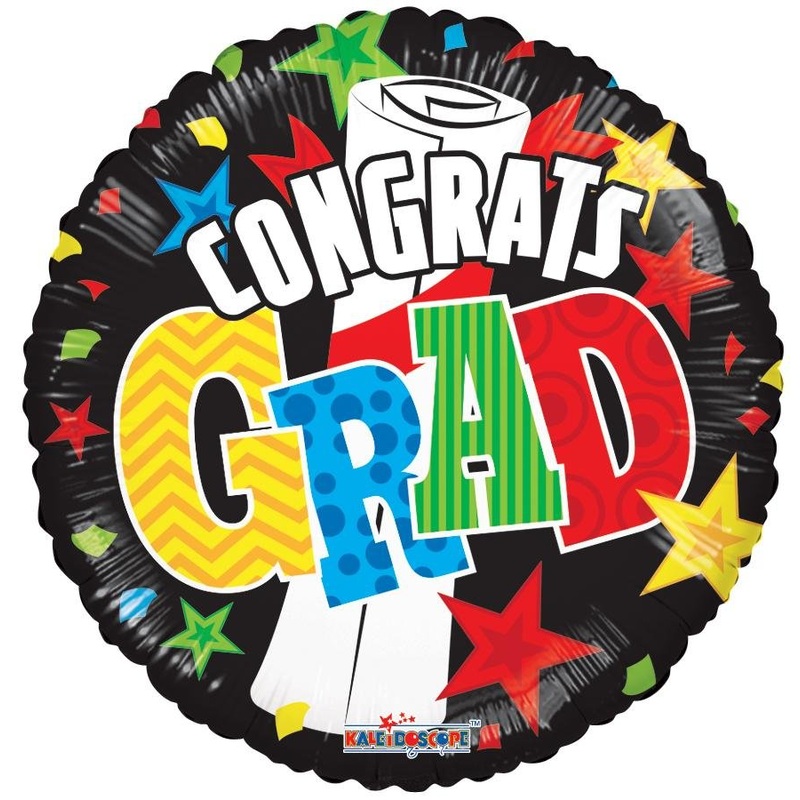 18" Grad Banner & Stars Foil Balloon - (Single Pack). 85340-18