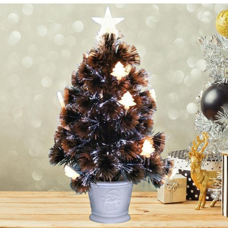 60cm Potted Green Christmas Tree with Ultra Bright Warm White Fibre Optic LED Lights