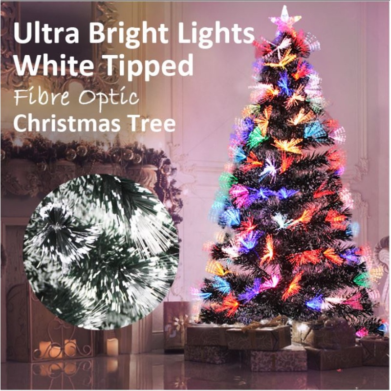 90cm White Tipped Ultra Bright Fibre Optic Flashing LED Light Up Christmas Tree