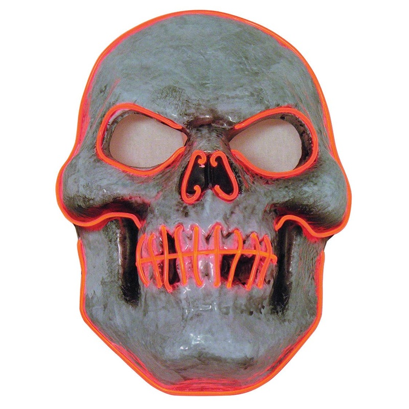Evil Orange Skull LED Light Up Halloween Costume Mask