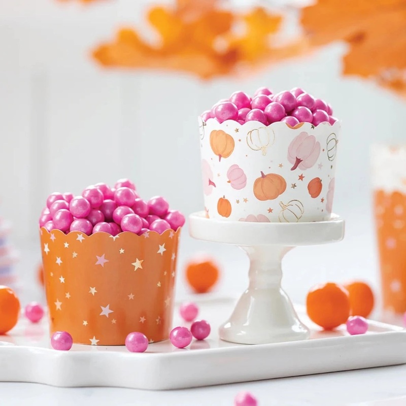 Foiled Scatter Pumpkins and Stars Baking Food Cups