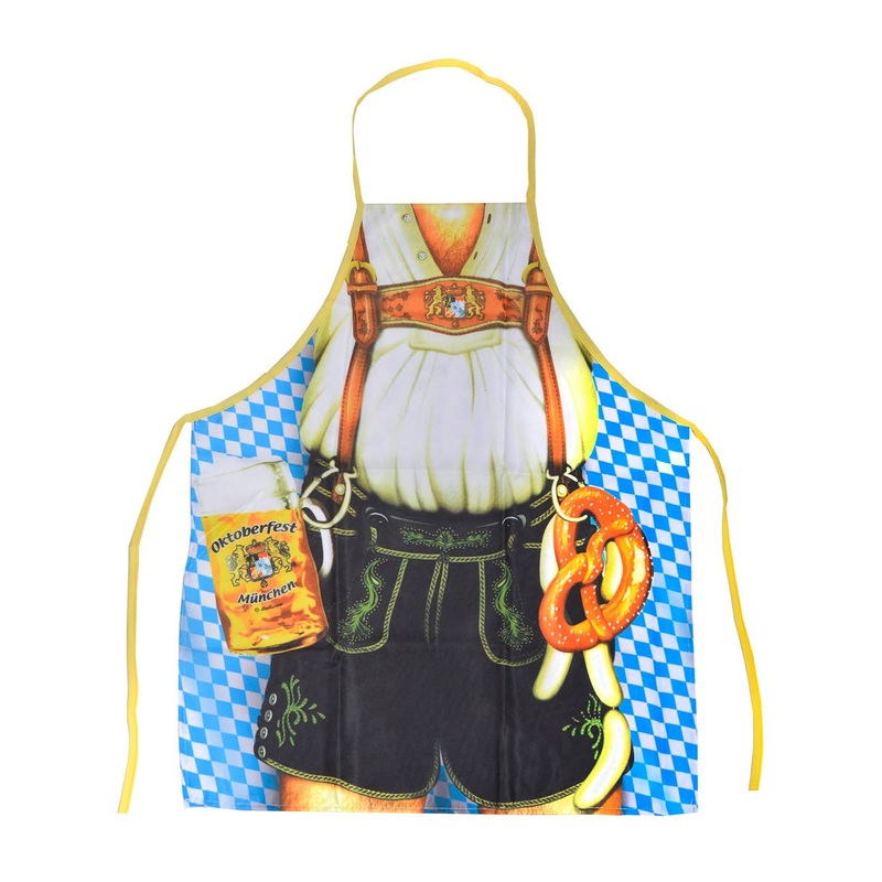 Funny Oktoberfest Beer Guy Lederhosen Print Costume Apron