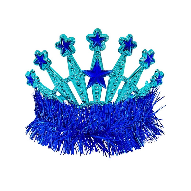 Jewelled Blue Tiara with Tinsel Costume Accessory
