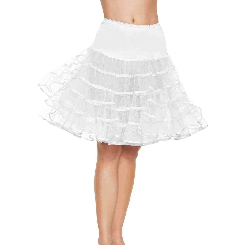 Knee Length White Ruffled Mesh Petticoat