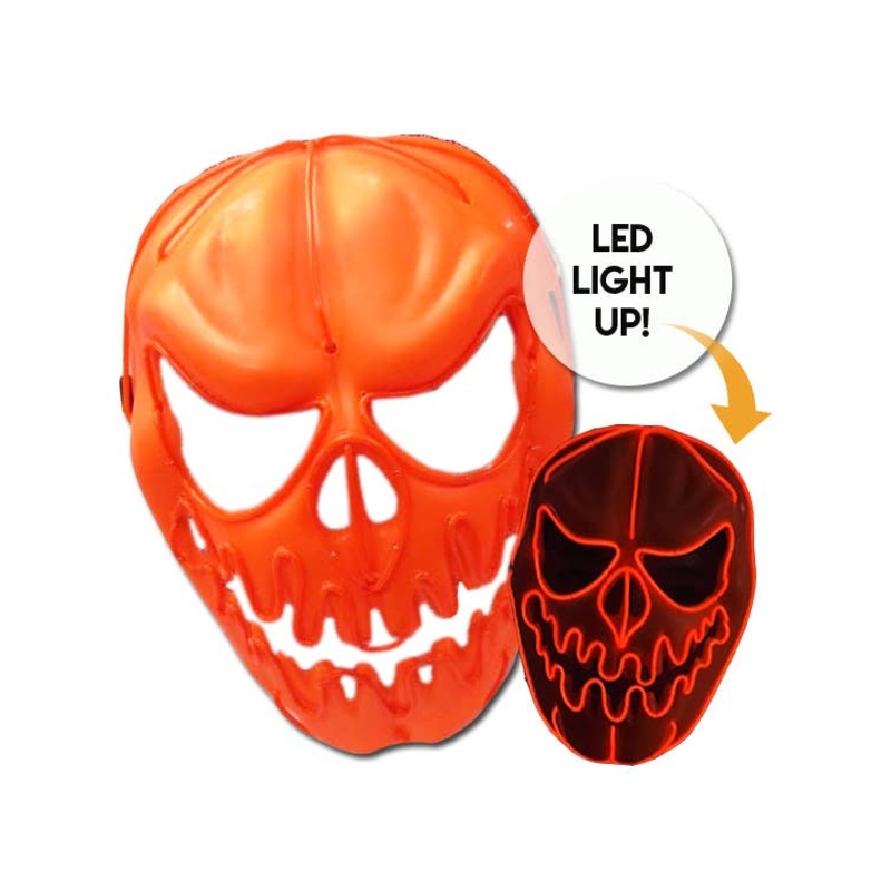 LED Light Up Evil Orange Pumpkin Halloween Mask