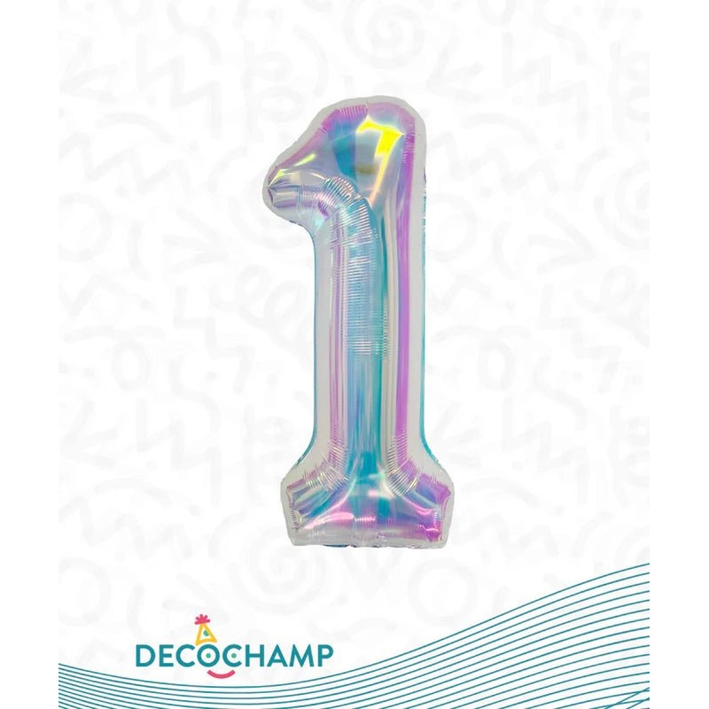 Number 1 Iridescent Foil Balloon 34" (Single Pack) DECONUMBER