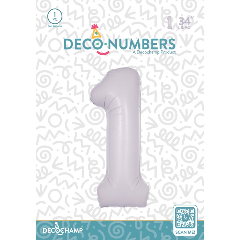 Number 1 Lilac Foil Balloon 34" (Single Pack) DECONUMBER