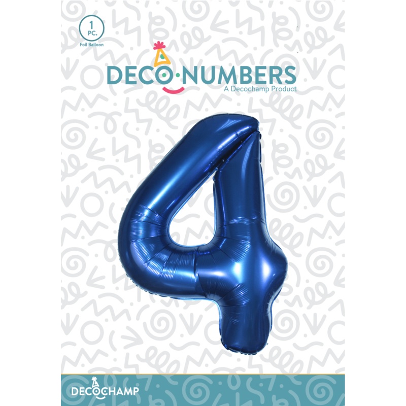 Number 4 Navy Blue Foil Balloon 34" (Single Pack) DECONUMBER
