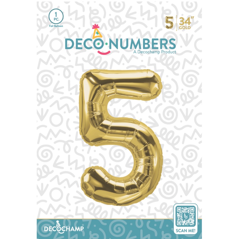 Number 5 Gold Foil Balloon 34" (Single Pack) DECONUMBER