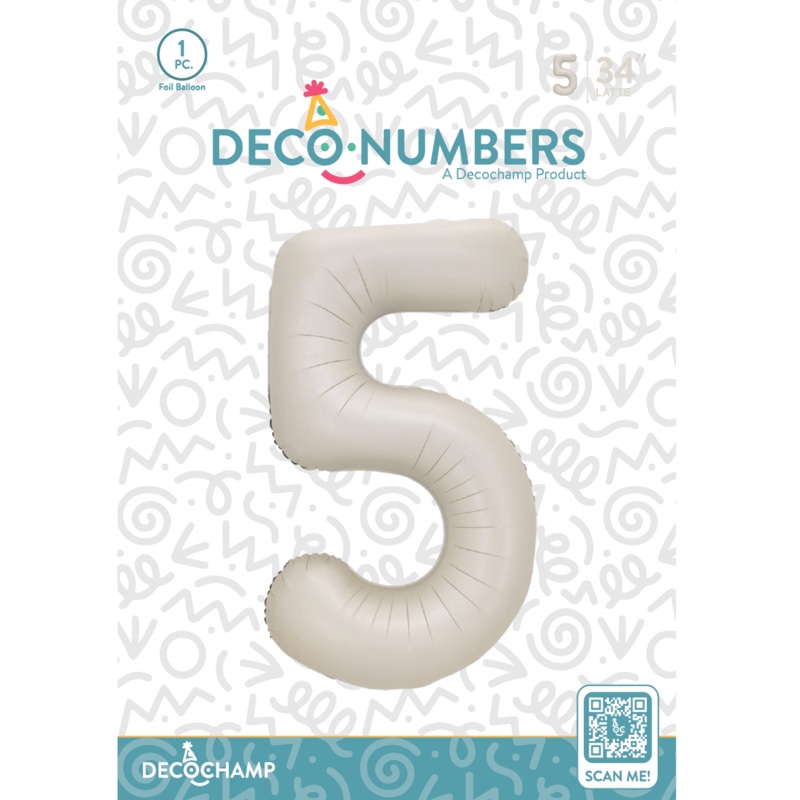 Number 5 Latte Foil Balloon 34" (Single Pack) DECONUMBER