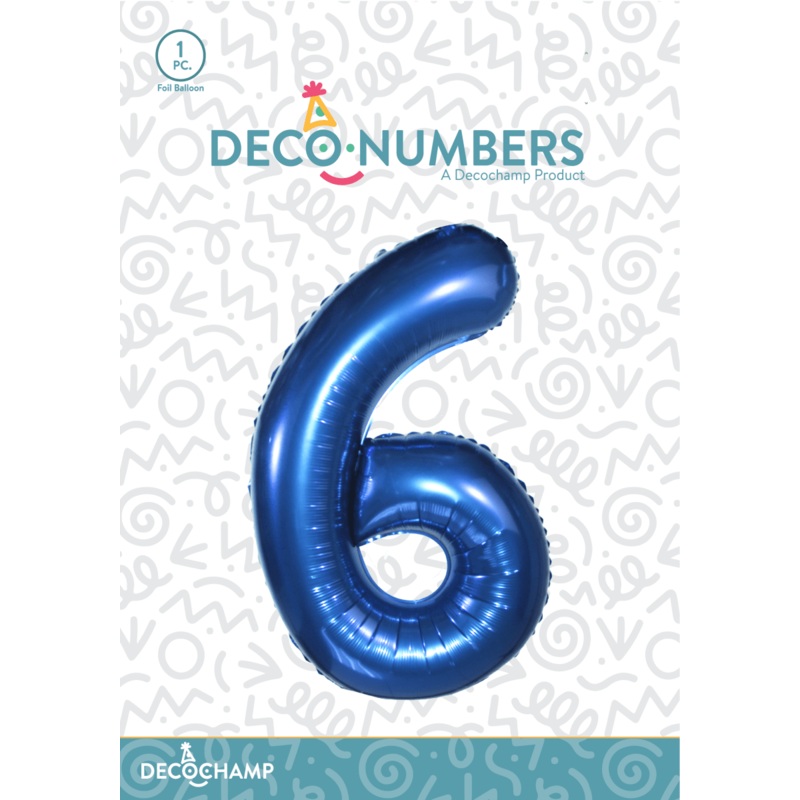 Number 6 Navy Blue Foil Balloon 34" (Single Pack) DECONUMBER