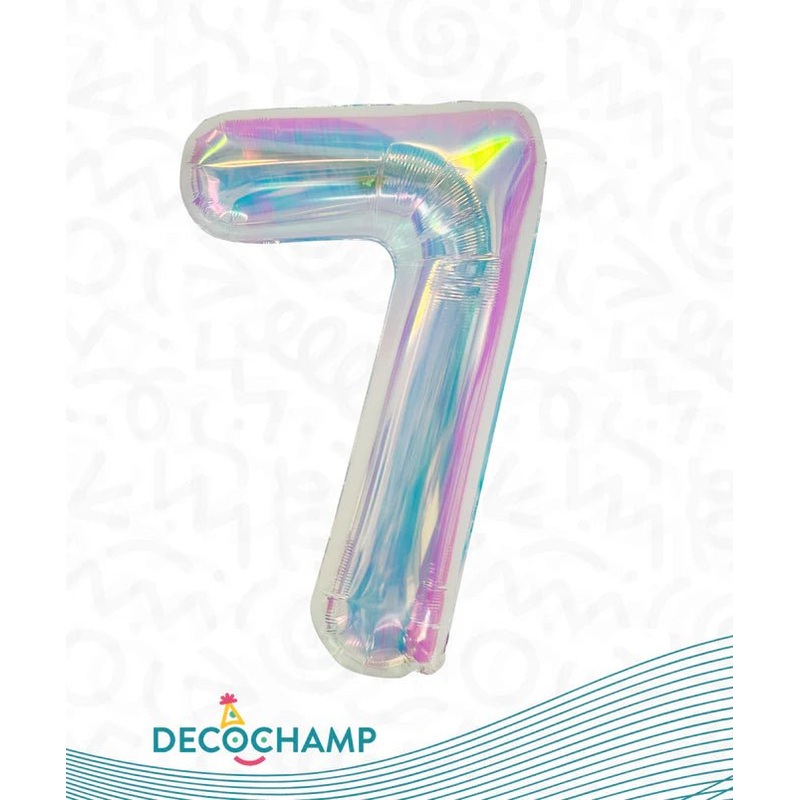 Number 7 Iridescent Foil Balloon 34" (Single Pack) DECONUMBER