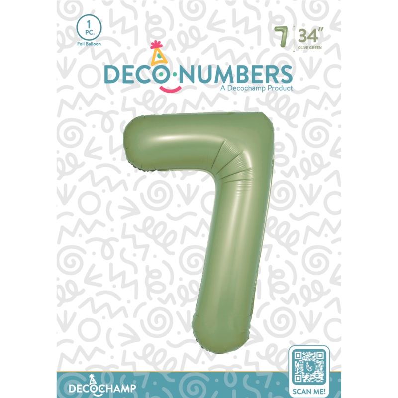 Number 7 Olive Green Foil Balloon 34" (Single Pack) DECONUMBER