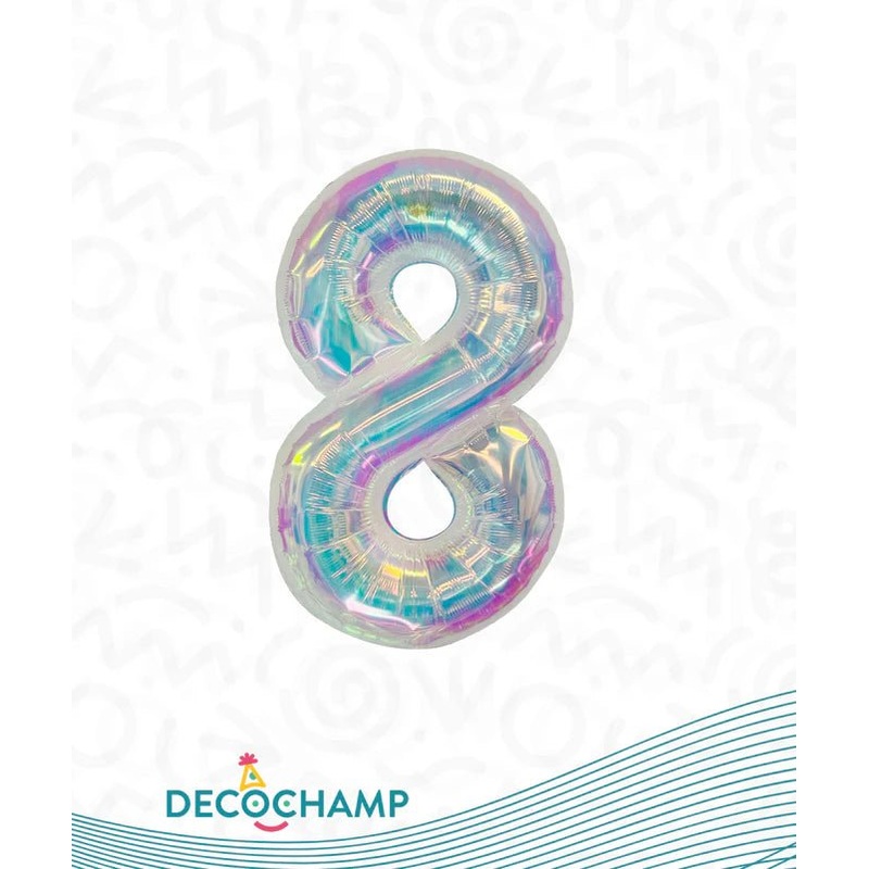 Number 8 Iridescent Foil Balloon 34" (Single Pack) DECONUMBER