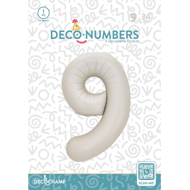 Number 9 Latte Foil Balloon 34" (Single Pack) DECONUMBER