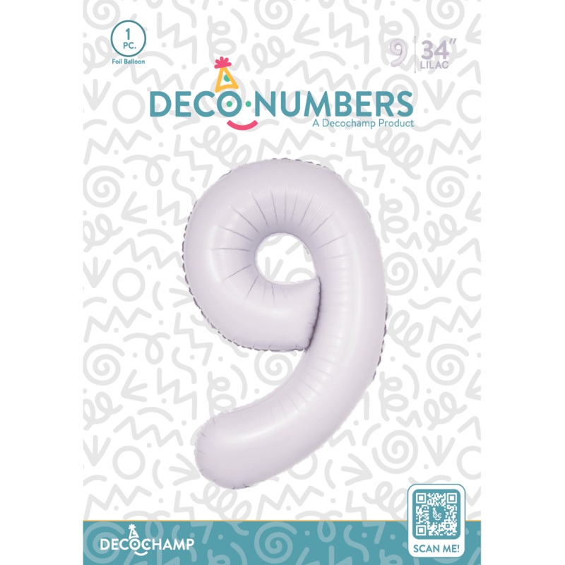 Number 9 Lilac Foil Balloon 34" (Single Pack) DECONUMBER