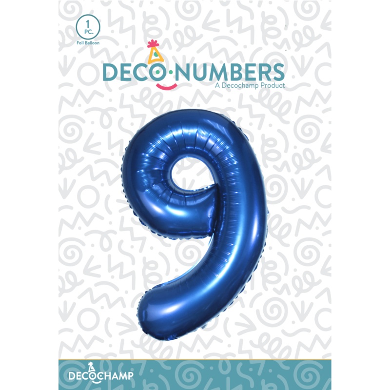 Number 9 Navy Blue Foil Balloon 34" (Single Pack) DECONUMBER