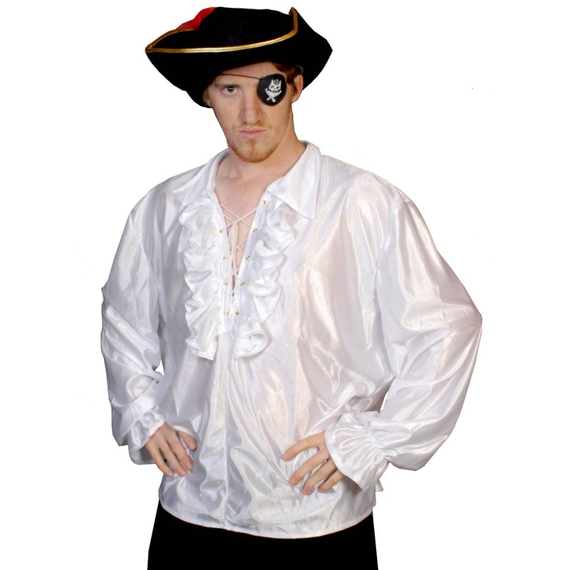 Pirate Captain Mens Ruffled White Costume Shirt