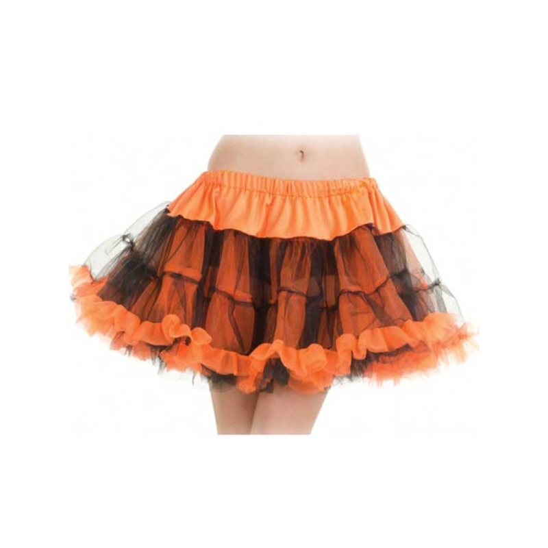 Ruffled Thigh Length Orange and Black Petticoat