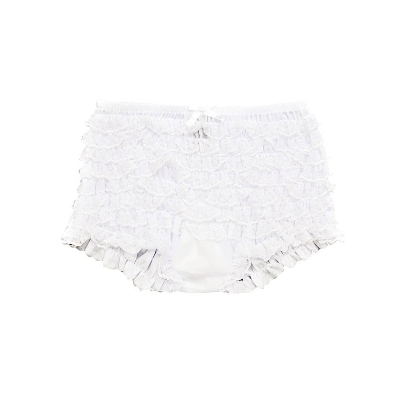 Ruffled White Dance Costume Shorts for Teen Girls