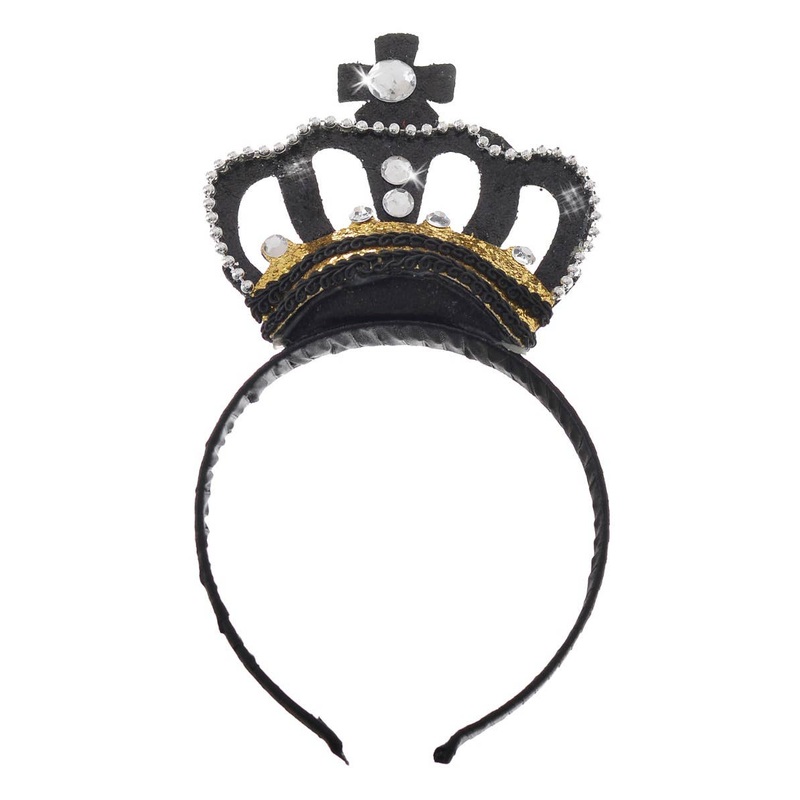 Sparkly Black Jewelled Queen Crown Headband