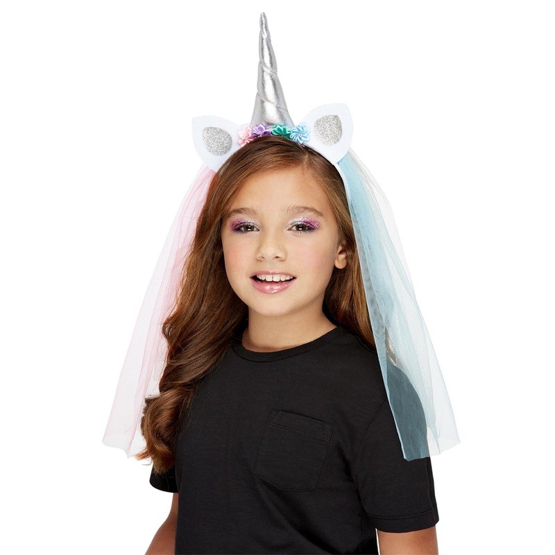 Veiled Pastel Rainbow Unicorn Kids Headband