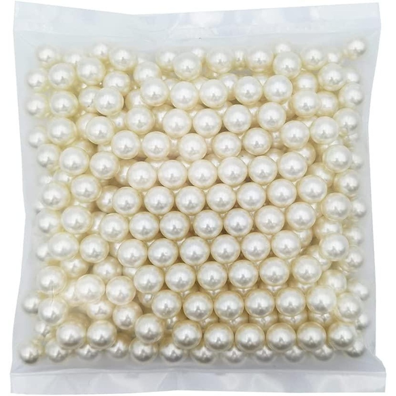 1100pcs Ivory Undrilled ABS Art Faux Pearls for Vase Fillers, Imitation Round Pearl Beads for Table Scatter Home Wedding Decoration